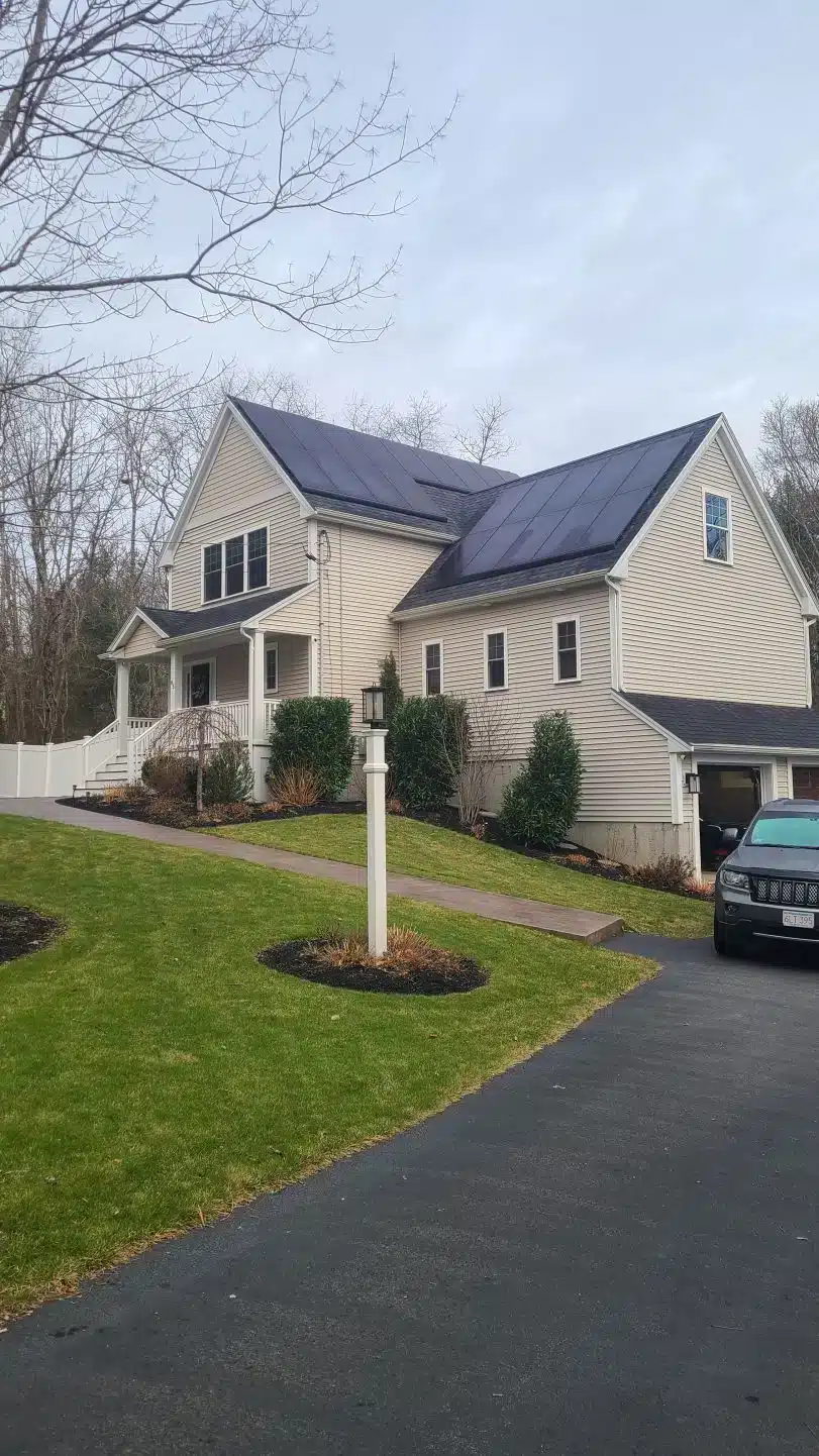Rooftop solar panels on a home in Lakeville Massachusetts