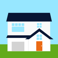 Two-story house illustration with solar panels on the roof, representing solar energy solutions for BD Electrical Services.