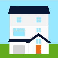 Illustration of a three-story house with solar panels on the roof, representing solar energy solutions for BD Electrical Services' solar calculator tool.