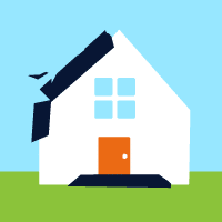 House with a damaged roof, illustrating the need for re-roofing in the context of solar energy solutions.